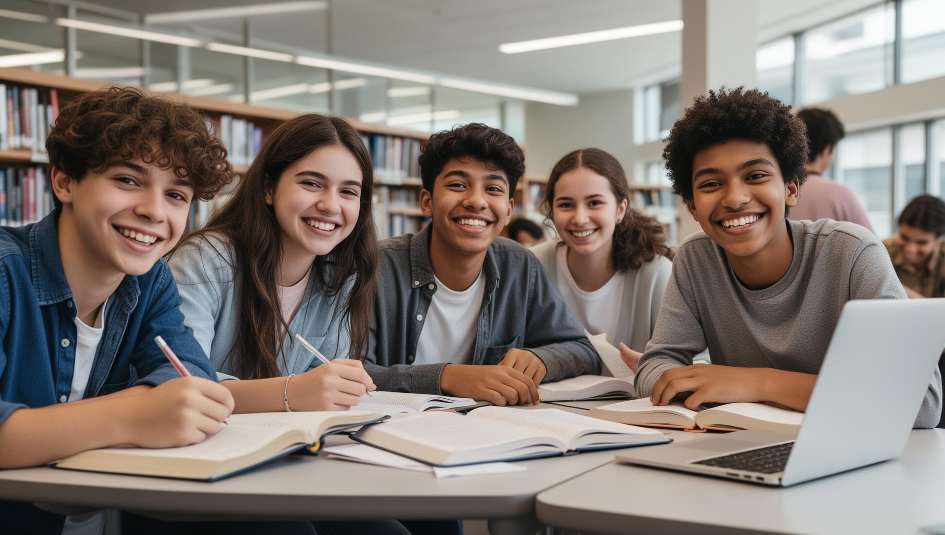 Students preparing for SAT exam together
